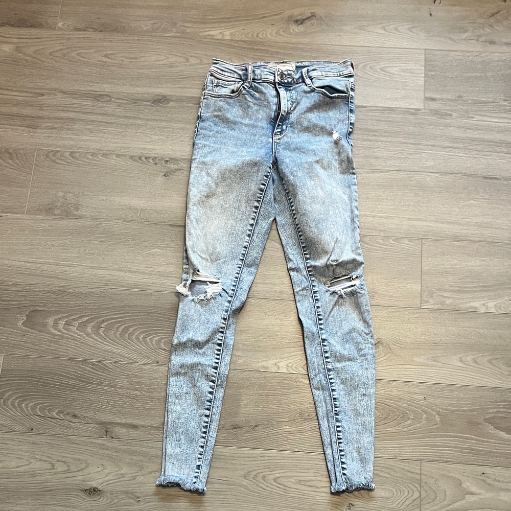 Garage Light Blue Ripped Skinny Jeans